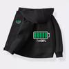 Funny Battery Energy Jacket for Children Autumn Polyester Sweatshirt Unisex long-sleeved Hoodeds with Zipper Boy Girl