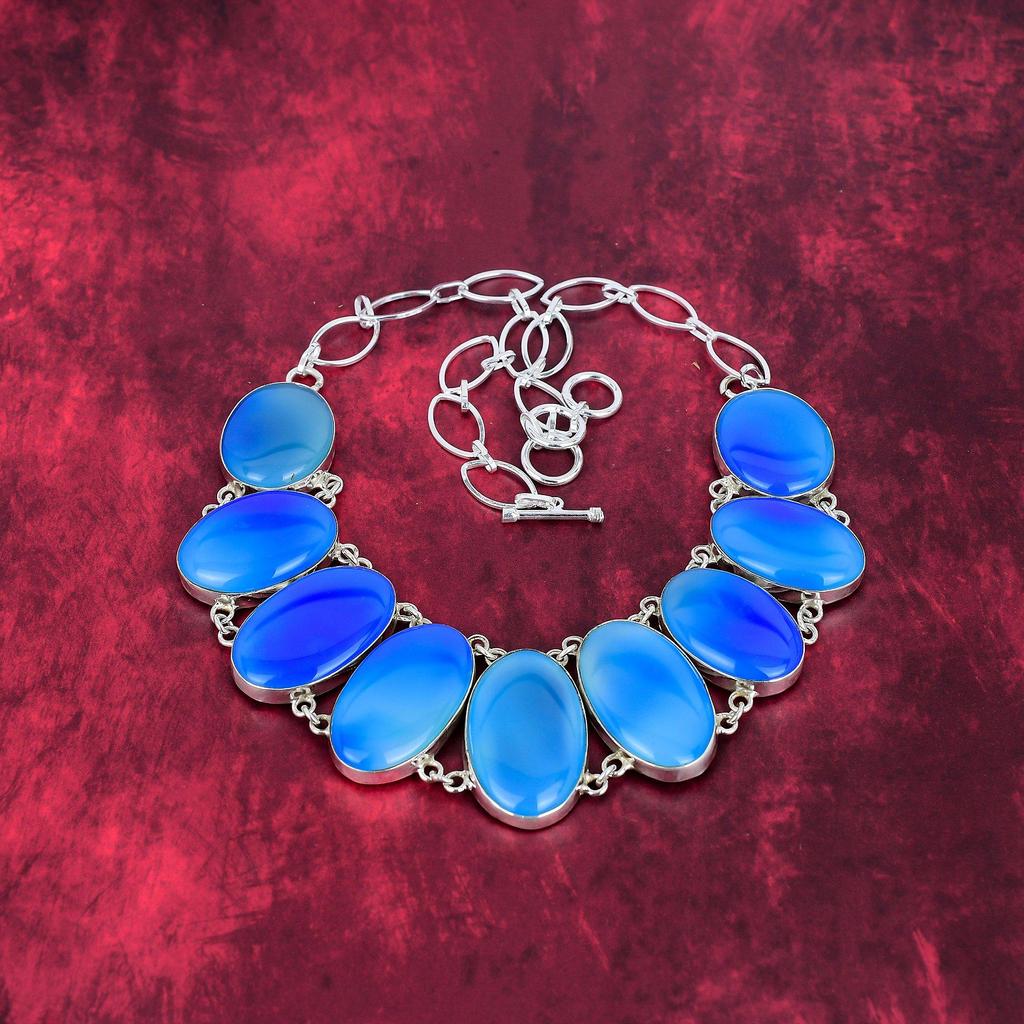 Ожерелье из синего кошачьего глаза, ожерелье из цельного серебра 925 пробы, ювелирные изделия, ожерелье ручной работы с регулируемой цепочкой