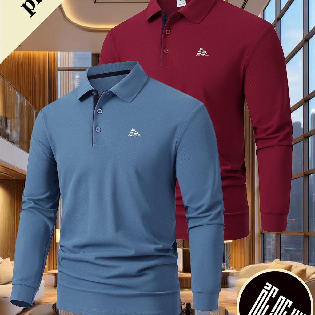 Мужская высококачественная рубашка в стиле business casual, изготовленная из волокна, дышащая рубашка-поло, подходящая для занятий спортом на открытом воздухе, таких как гольф и бег.