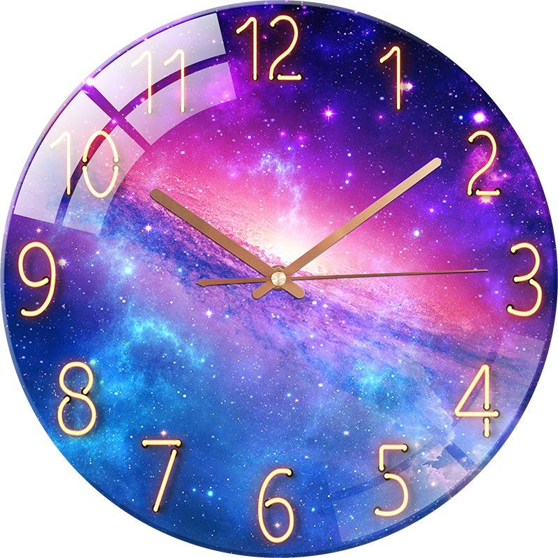 Digital Wall Clock with Low Noise, 30cm/12inch Galaxy Wall Clock Quartz Clock Quiet Silent Simple Clock for Home Decor Children Room