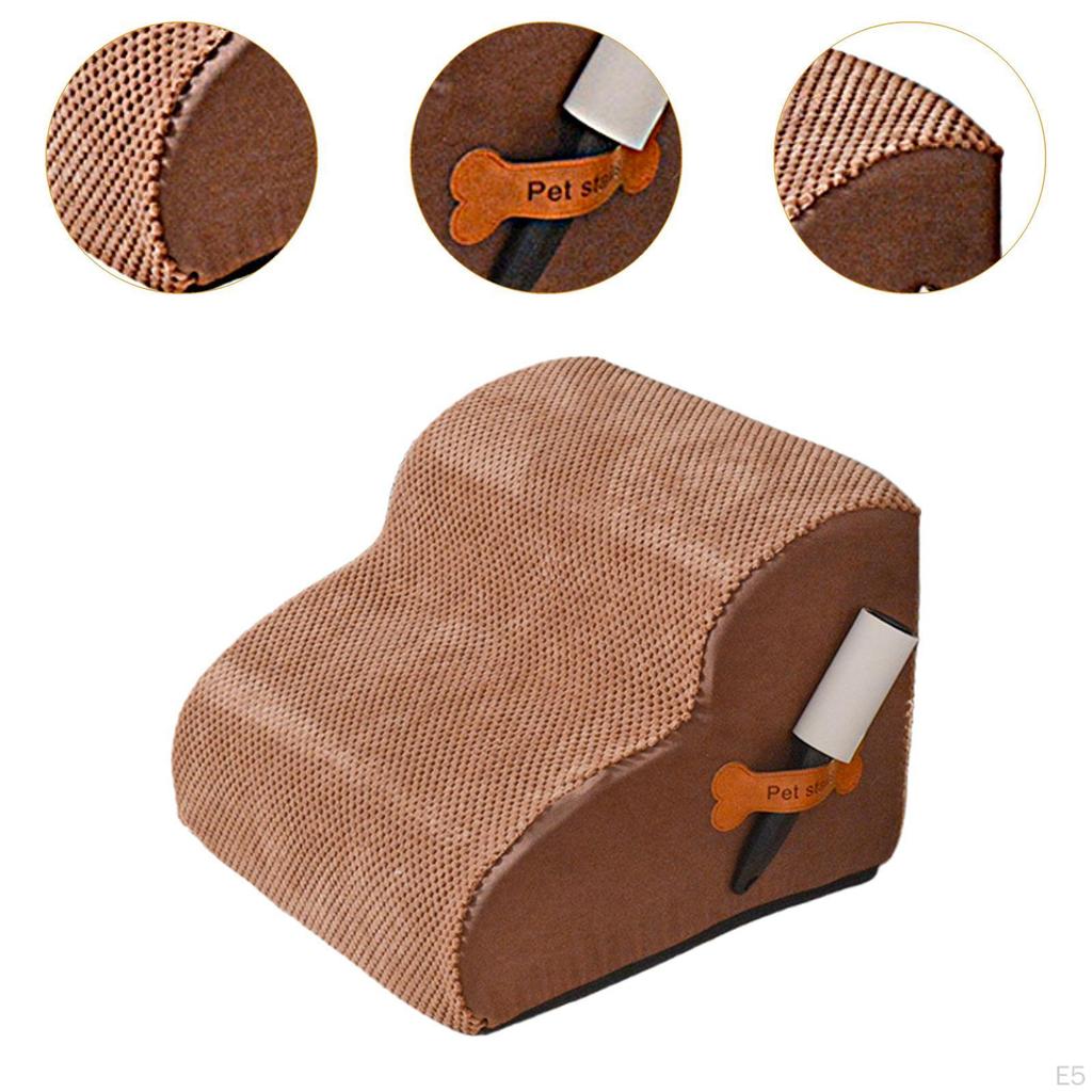 Dog Stairs Ramp 2 Step with Washable Cover for High Bed Soft Pet Sofa Puppy