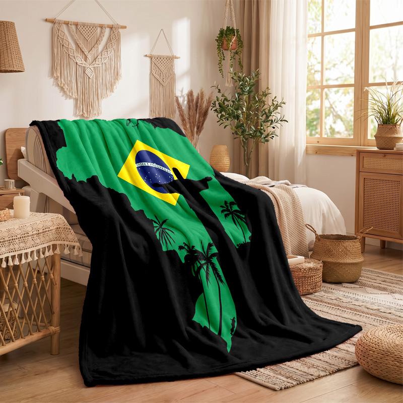 Brazil national football team Print Flannel Blanket Soft Warm Sofa Bed Throw Blanket For Home Office Bedroom