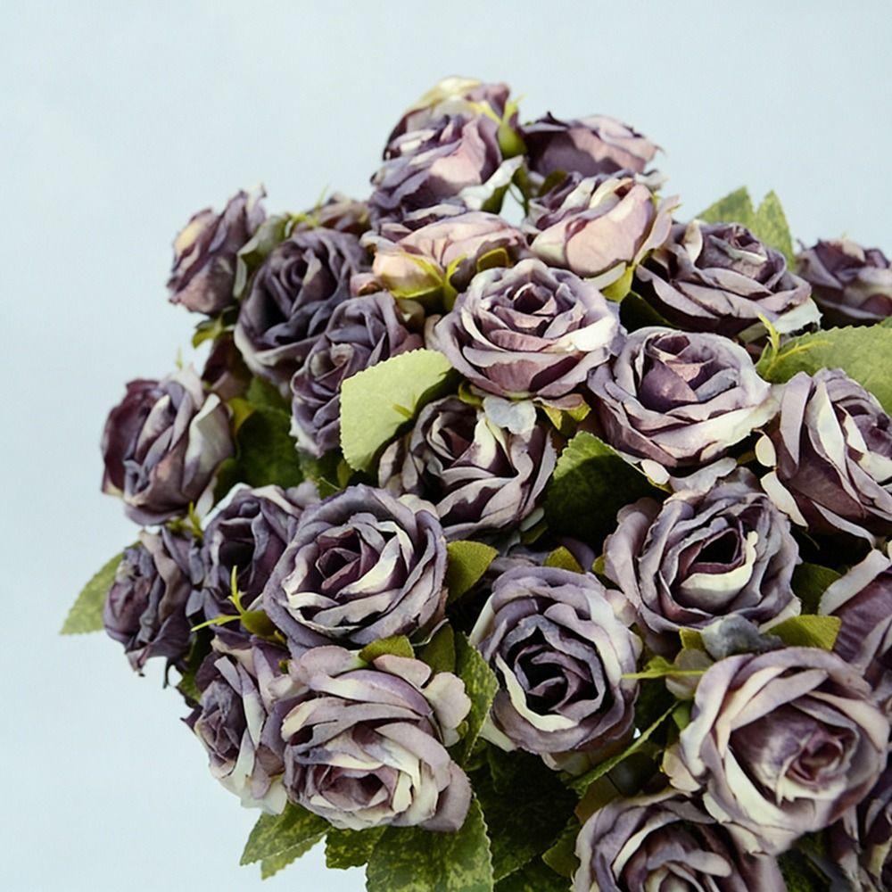 15 Heads Simulation Flower Rose Multicolor Decorative Flower Creative Faux Flower Wedding Ornament