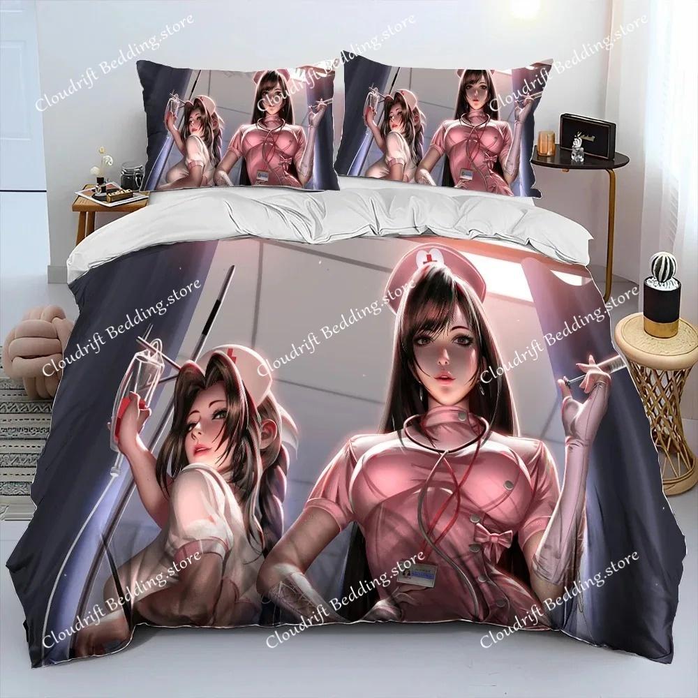 Tifa Aerith сексуальная девушка кружево мультфильм игра одеяло комплект постельного белья, пододеяльник постельный комплект пододеяльник наволочка, комплект постельного белья королевского размера