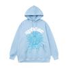 Mens Oversized Hooded Sweatshirt With Spiderweb Foam Print Cotton Fleece-Lined