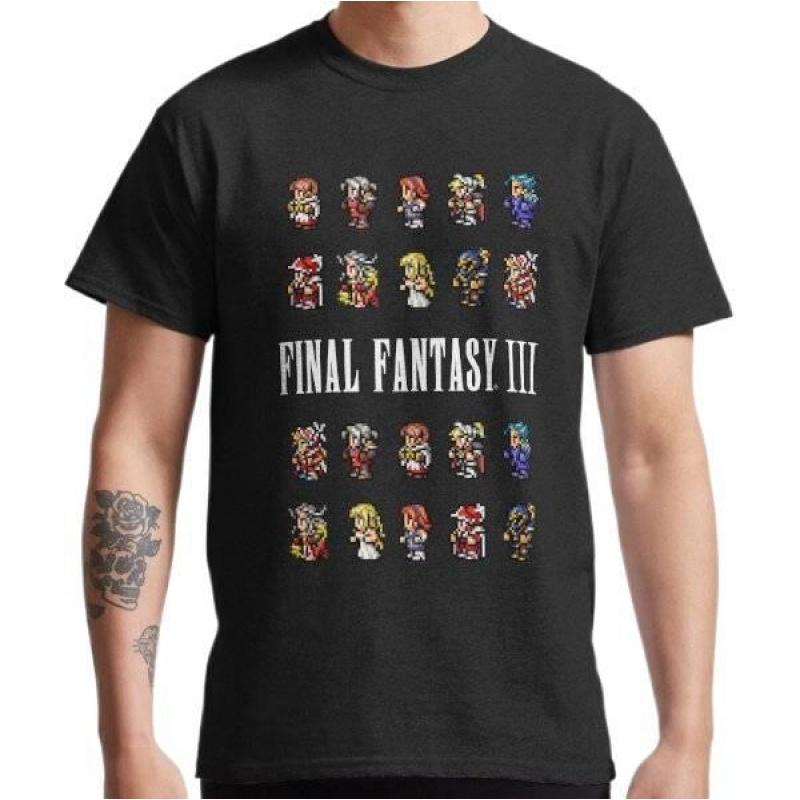 Final Fantasy 3 III Sprites PIXEL SPRITE Gift t shirt for RPG gamer 100 cotton Short Sleeve Graphic Clothes All size tops