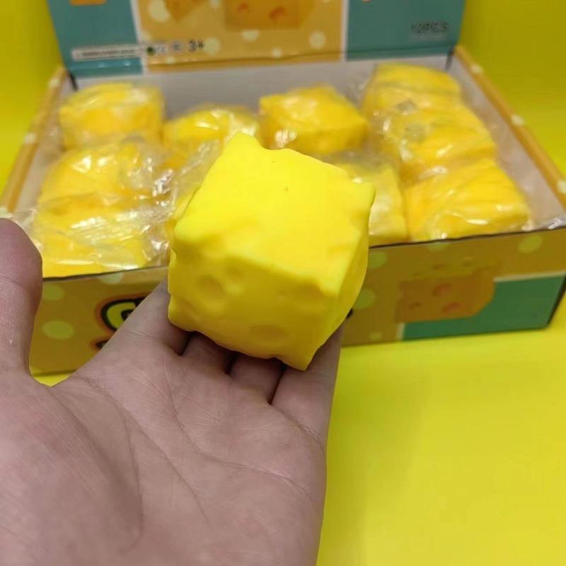 Stress Relief Toy - Simulated Square Cheese With Elasticity - Cheese For Stress Relief, Learning, Work And Venting - Gift Idea