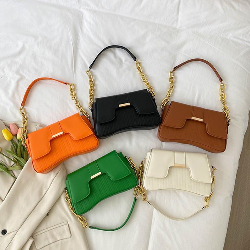 Роскошная сумка для подмышек с цепочкой и клапаном для женщин, винтажная сумка из искусственной кожи для женщин, сумка для покупок на плечо подмышками