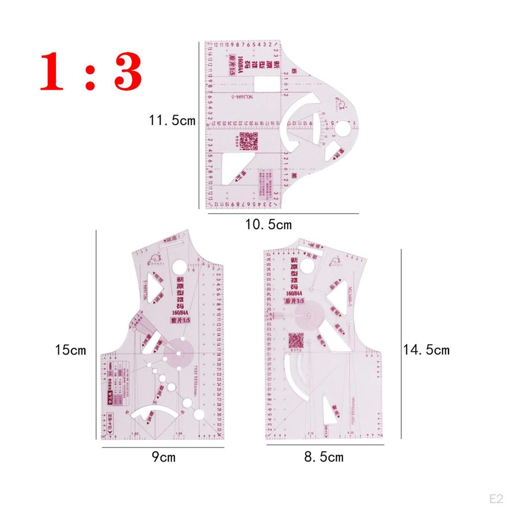 1:3 Fashion Design Ruler Garment 3Pcs/Set 160/84A Clothing Measuring Clothes
