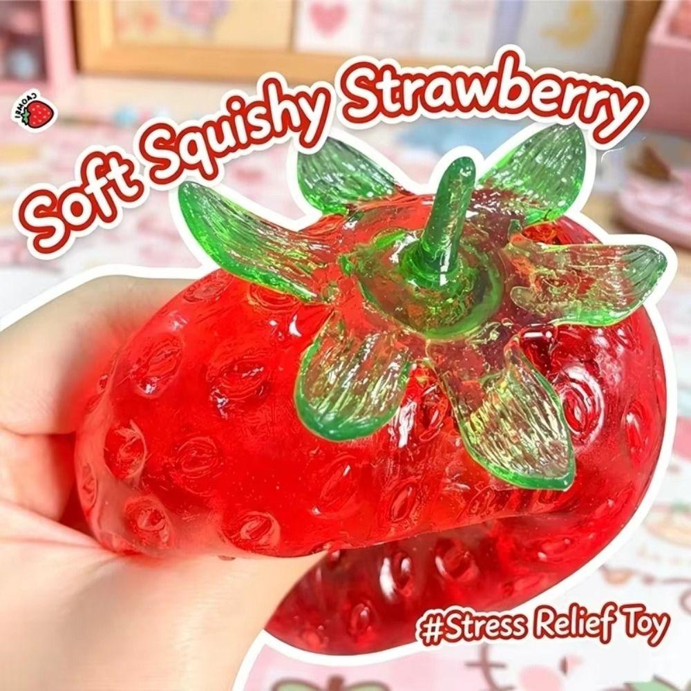 Non-Rebound Strawberry Squeeze Toy Handmade Strawberry Ball Moldable Squeeze Ball Squeezing Play
