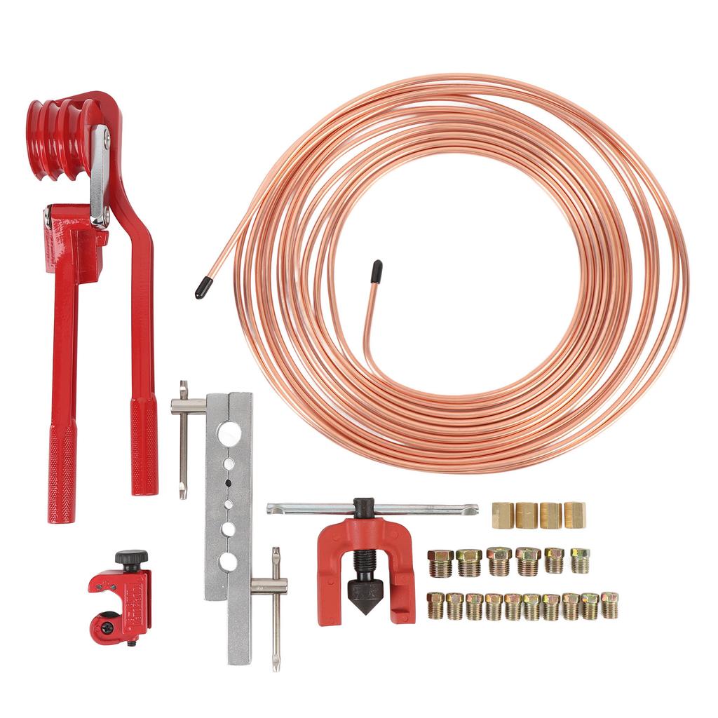 3 16 Inch Brake Line Kit Professional Copper Coated Brake Line Flaring Tool Kit for Most Hydraulic Braking Systems