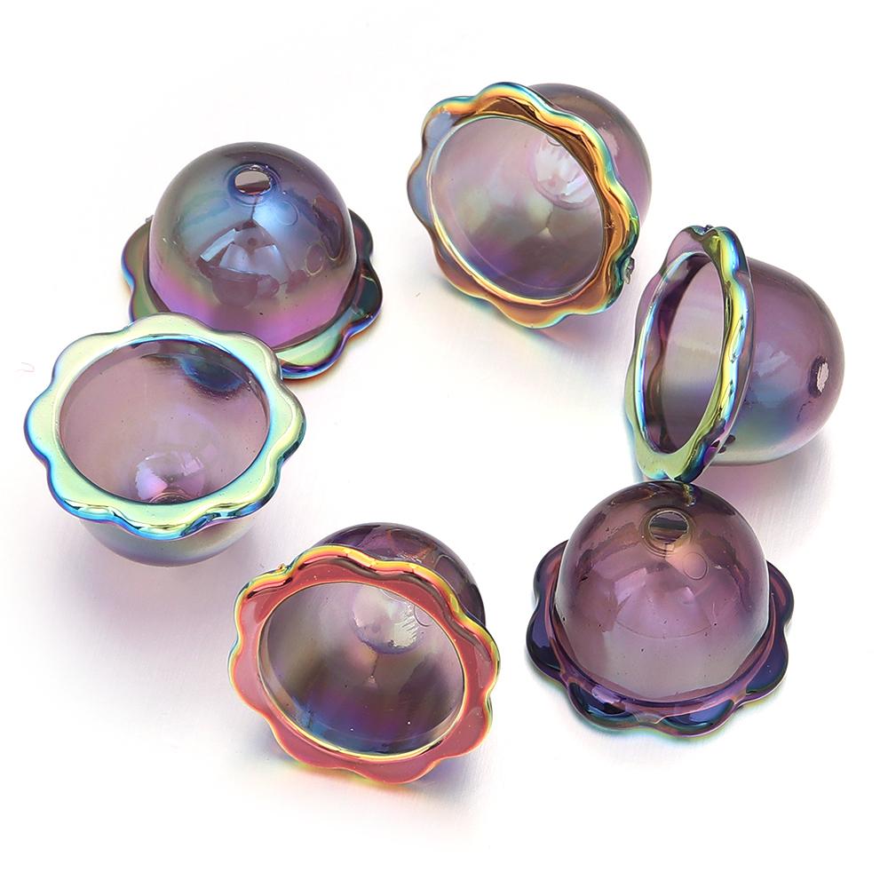 6pcs/lot Colorful Acrylic Wind Bell Beads Multi-Petal Flower Bead Caps Charms For DIY Earrings Phone Chains Jewelry Accessories