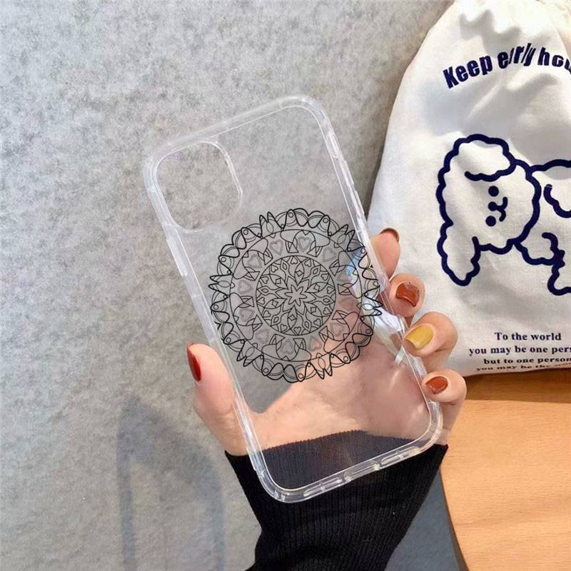 Чехол для телефона с изображением цветов мандалы art line, прозрачный мягкий чехол для iphone 12 11 13 7 8 6 s plus x xs xr pro max mini
