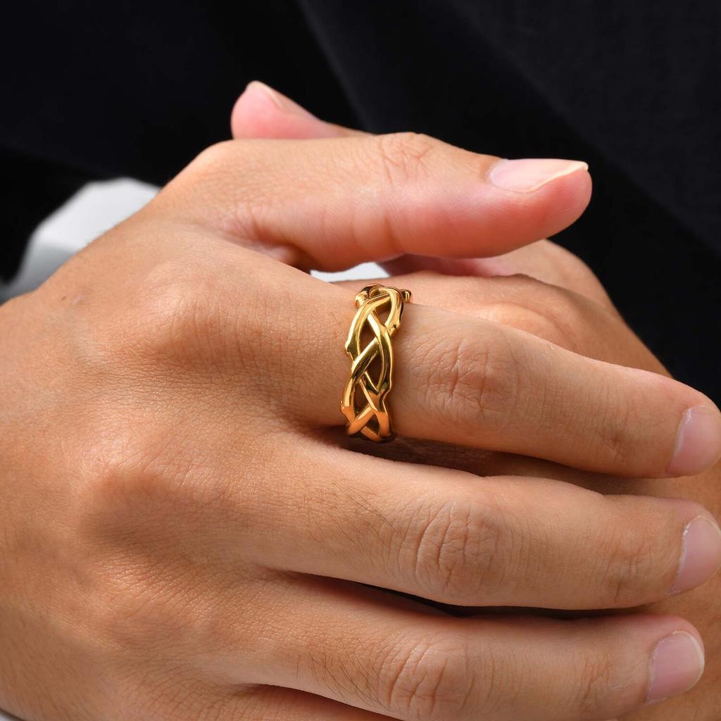 Retro Thorn Crown Ring for Men,Stainless Steel Punk Tree Vine Branch Wedding Band Ring,The US Size 7-12