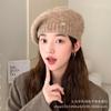 Women S Solid Color Warm Beret Hat For Autumn Winter Slim Face Look Vintage Style