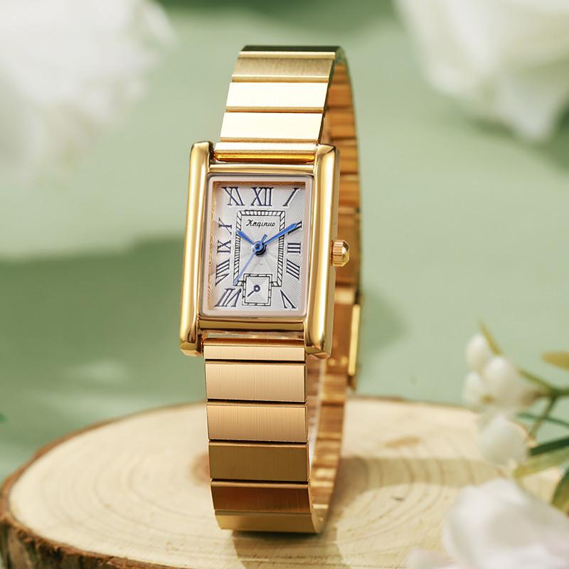 Квадратные женские кварцевые часы из нержавеющей стали - Модный дизайн высокого класса