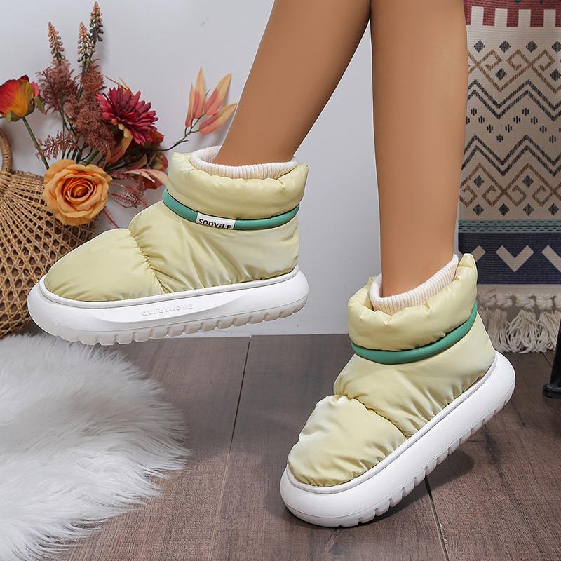 Cute Warm Ankle Boots Winter Women New Waterproof Down Cloth Snow Boots Woman Thick Sole Non Slip Plush Cotton Shoes Mujer