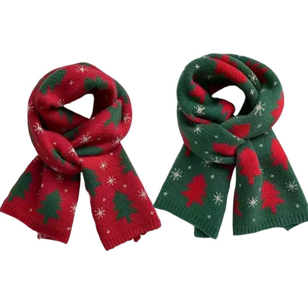 Christmas Tree Jacquard Knitted Scarf Keep Warm Winter Knitted Scarves  Lovers Gift