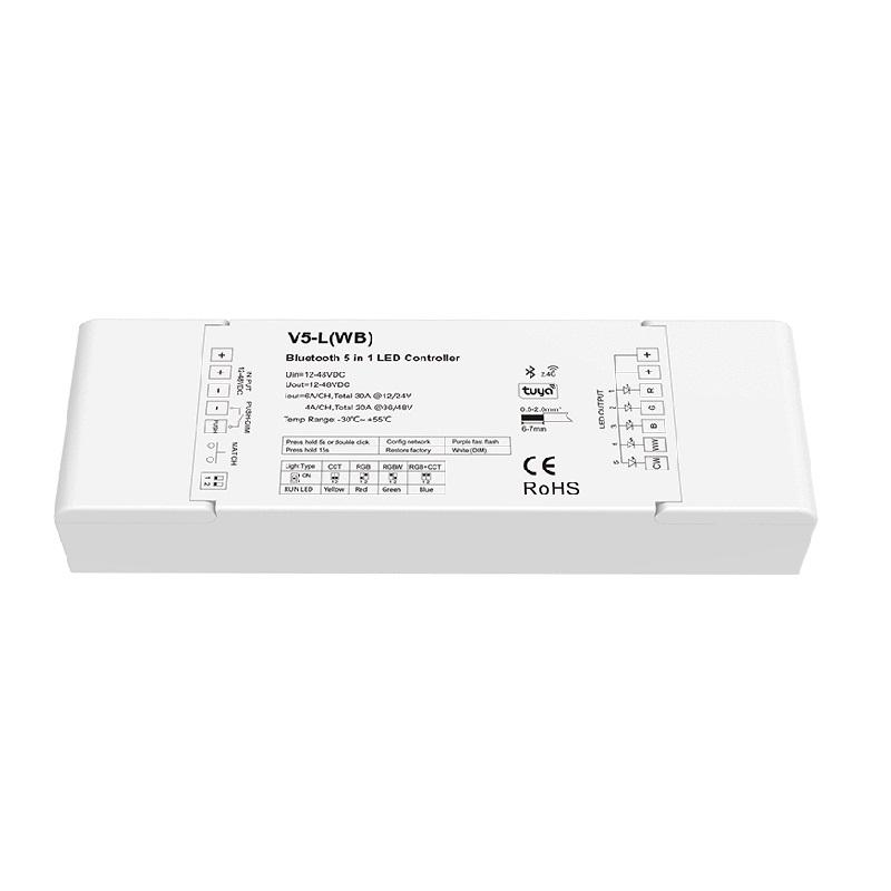 Skydance 5 in1 RGB+CCT LED Controller V5 V5-M V5-L 5 Channel 2.4G HZ WiFi/RF LED Dimmer RGB+Color Push