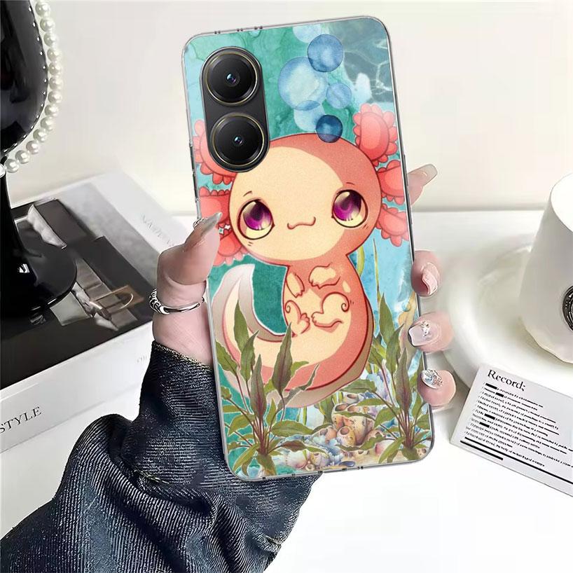 Cute Axolotl Kawaii Soft Phone Case For Xiaomi Redmi 15C 15 13C 13 Poco X5 X6 X7 F7 Ultra M7 12C 12 10 10C 9C 9A 9T 9 Fundas Poc