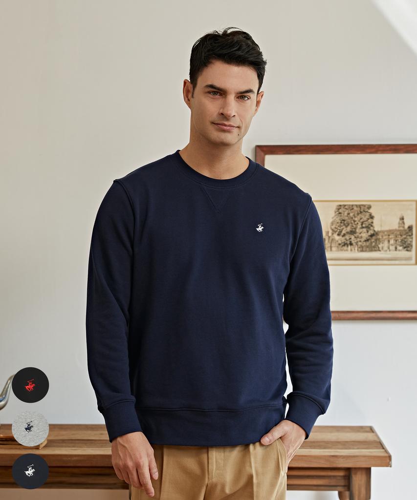 BHPOLOCLUB Men'S Semi-Oversized Cotton Sweatshirt 3 Colors A240101Shm01