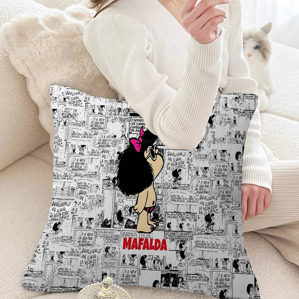 M-Mafalda Girl Pillow Gift Home Office Decoration Bedroom Sofa Car Cushion Cover Case 45X45