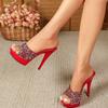 Женские сандалии на платформе, новые летние модные шлепанцы, универсальные пикантные туфли на высоком каблуке-шпильке 13 см 15 см LFD-1099-C2