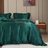 Комплект пододеяльников из сатина, 3 предмета, шелковистый, зеленый и синий, постельное белье, чехол для одеяла, шелковистый, с оборками, роскошный шелковистый комплект, мягкий