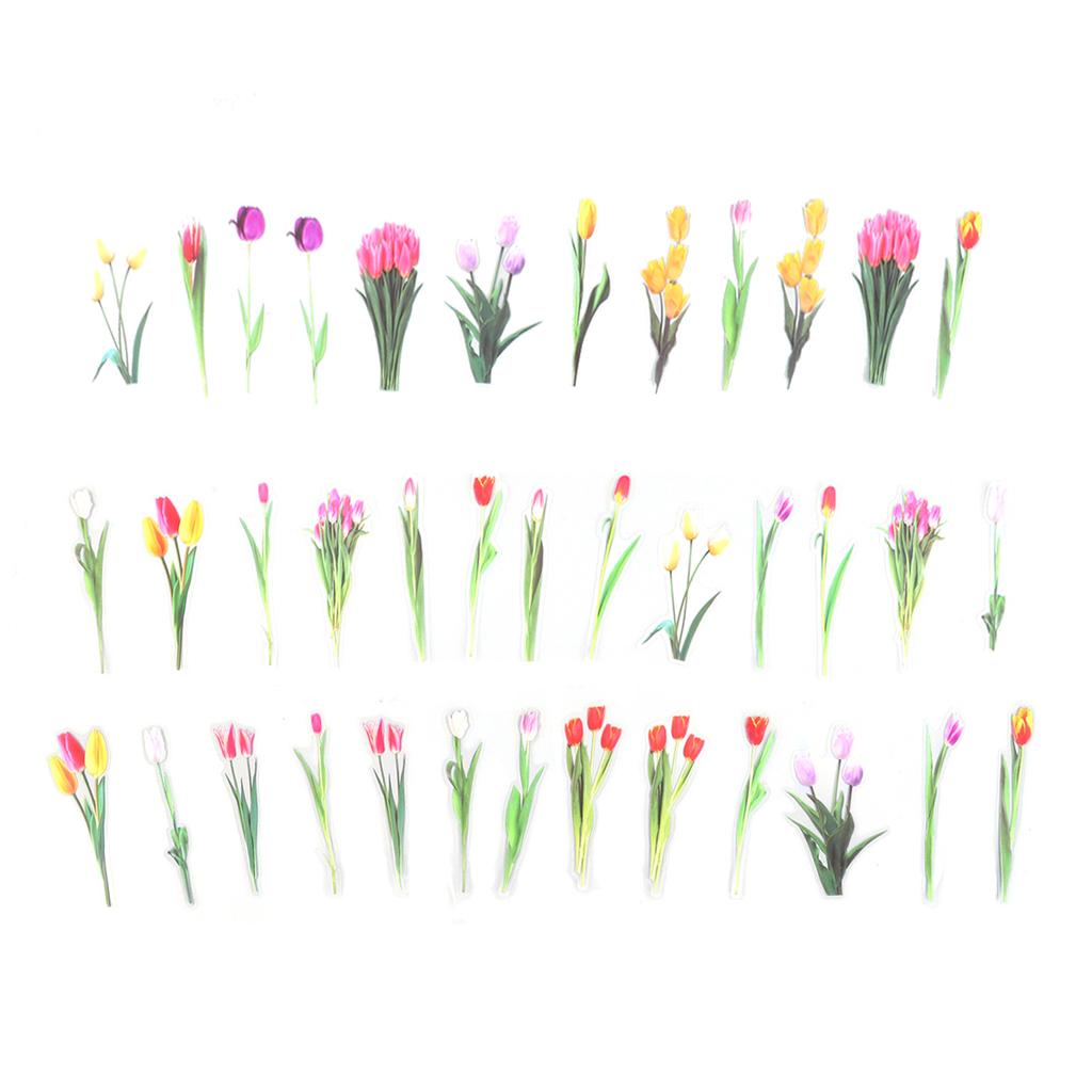 6 Pack Floral Stickers Set DIY Hand Crafted PET Transparent Floral Leaves Stickers for Scrapbooking