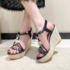 Summer new waterproof table slope heel sandals color matching ethnic open-toed beach shoes women's fashion breathable sandals