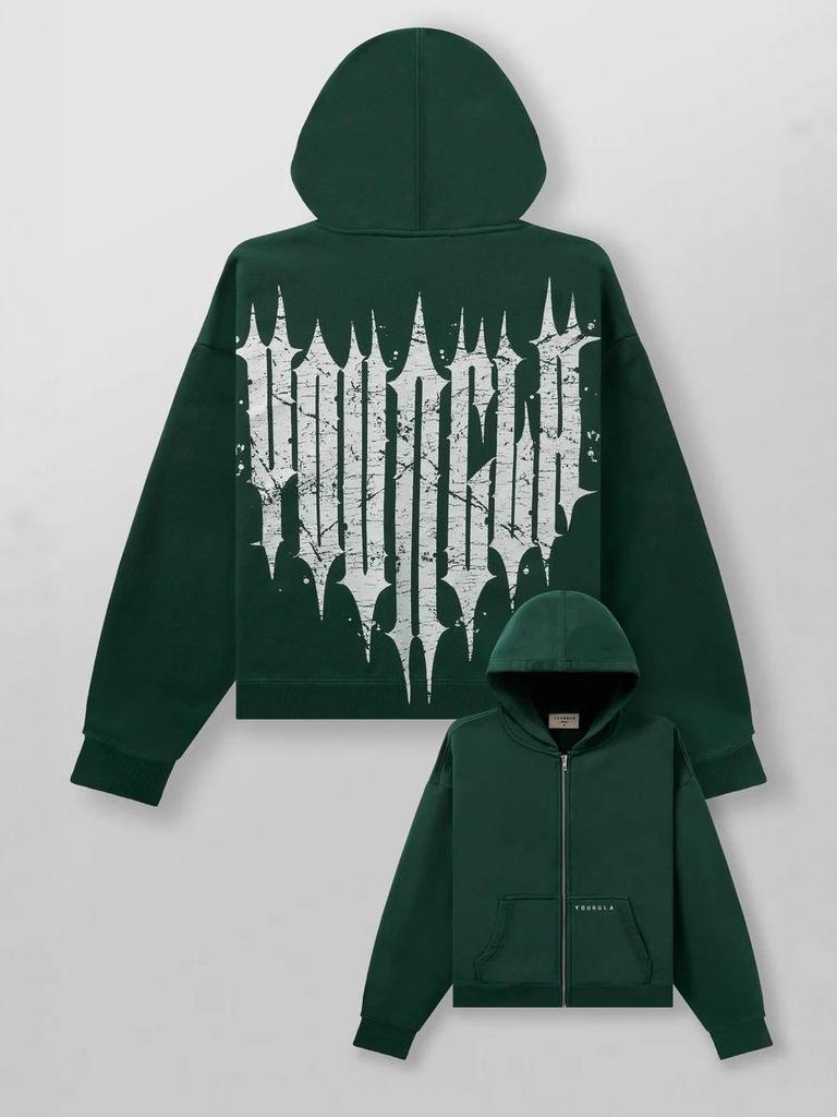 Мужская толстовка-кардиган на молнии в американском стиле YOUNGLA для бега и фитнеса