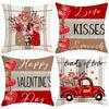 Car Print Valentine's Day Pillow Living Room Sofa Pillow Cover Linen Breathable Cushion Cover