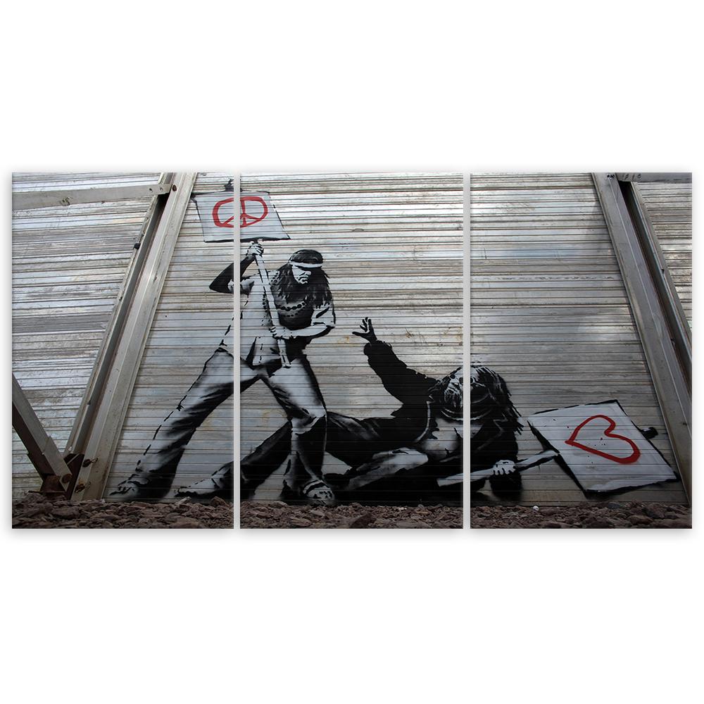 Three Piece Picture Canvas Print Banksy Mural Street Art