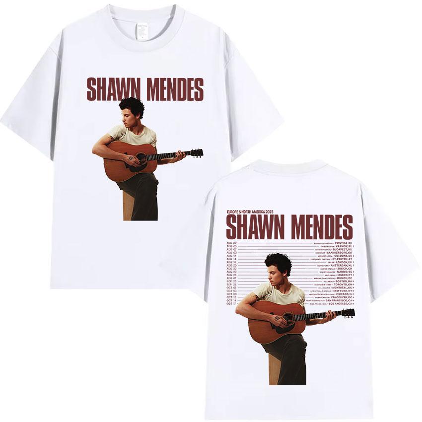 Singer Shawn Mendes Tour 2025 Album Graphic T-Shirt Men Fashion High Quality Cotton T Shirts Hip Hop Gothic Short Sleeve T Shirt