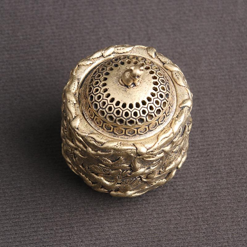 Vintage Series Antique Brass Sandalwood Incense Burner Crane Cat Cover Incense Burner Home Decoration Desk Decoration Accessories Figurines