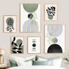 Canvas Painting Boho Green Leaf Abstract Geometric Vintage Posters Prints Wall Art Pictures Nordic Bedroom Living Room Decor