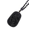 for Men Auspicious Beaded Chain Stone Rope Dragon Totem Pendent Necklace Carved Natural Obsidian