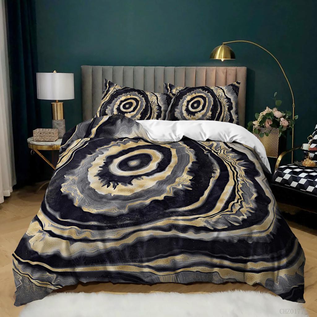 Home Textile Marble Texture Three-Piece Gradual Change Quilt Cover Digital Printing Bedding