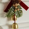 Wreath Christmas Velvet Bow Bell Red Pine Cone Bell Pendant  Home Door Decorations