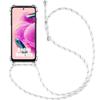 Silicone Case - Shockproof - Scratch-resistant - Xiaomi Redmi Note 12S - Transparent - White Lanyard