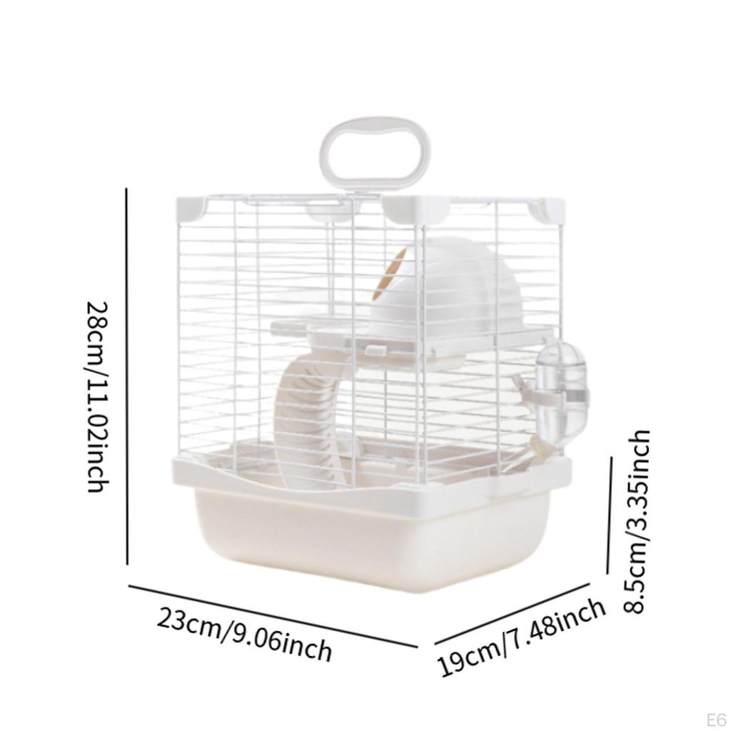 2 Layers Hamster Habitats Cage 19x23x28cm for Mice Gerbils with Slide Detachable Bottom Tray