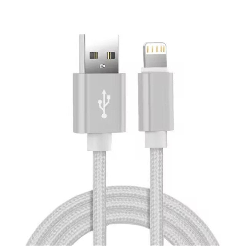 Металлический нейлоновый оплетенный USB-кабель для зарядки iPhone 14 8 7 6S Plus X XR XS 11 12 13 Pro Max iPad 9 Кабель для быстрой зарядки и передачи данных 1 м 2 м 3 м