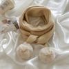 Soft Knit Winter Scarf With Pom Poms Women Warm Solid Color Neck Wrap In Ivory White Coffee Mocha Black Gray