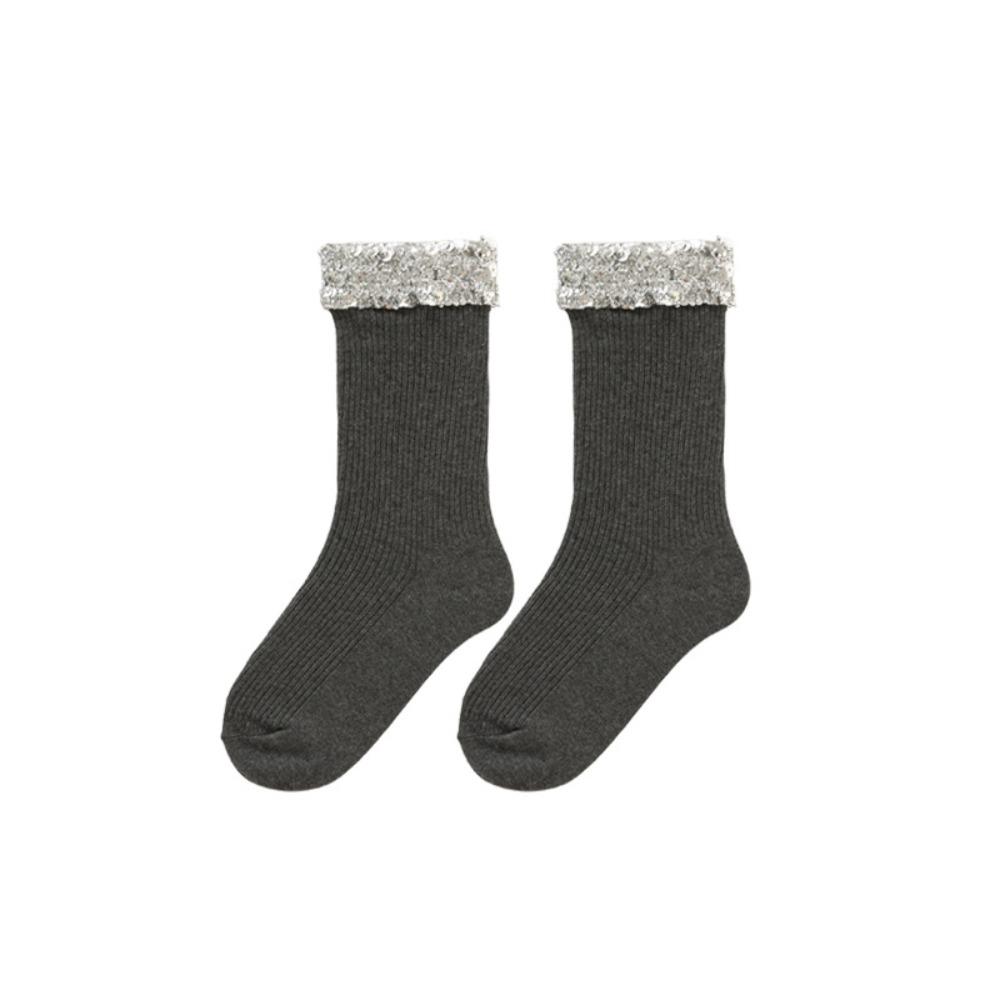 Shiny Sequin Short Socks Solid Color Middle Tube Hosiery Soft Girls Glitter Socks Elastic