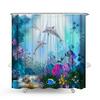 Sea Dolphin Print Waterproof Bath Shower Curtain Cushion Home Bathroom Decor AVE