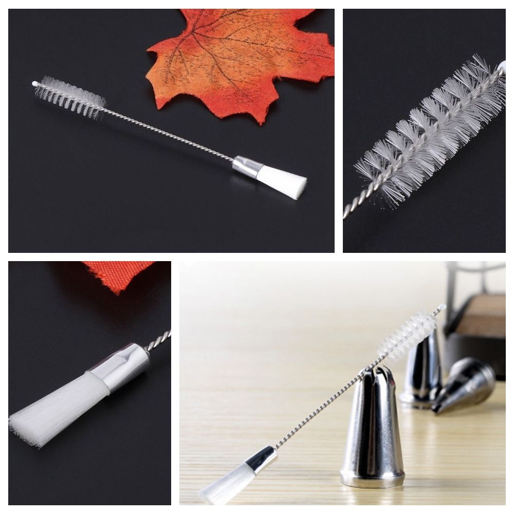Cupcake Piping Pastry Double head Cake Decorating Tip Cleaning Brush Icing Nozzles Stainless Steel