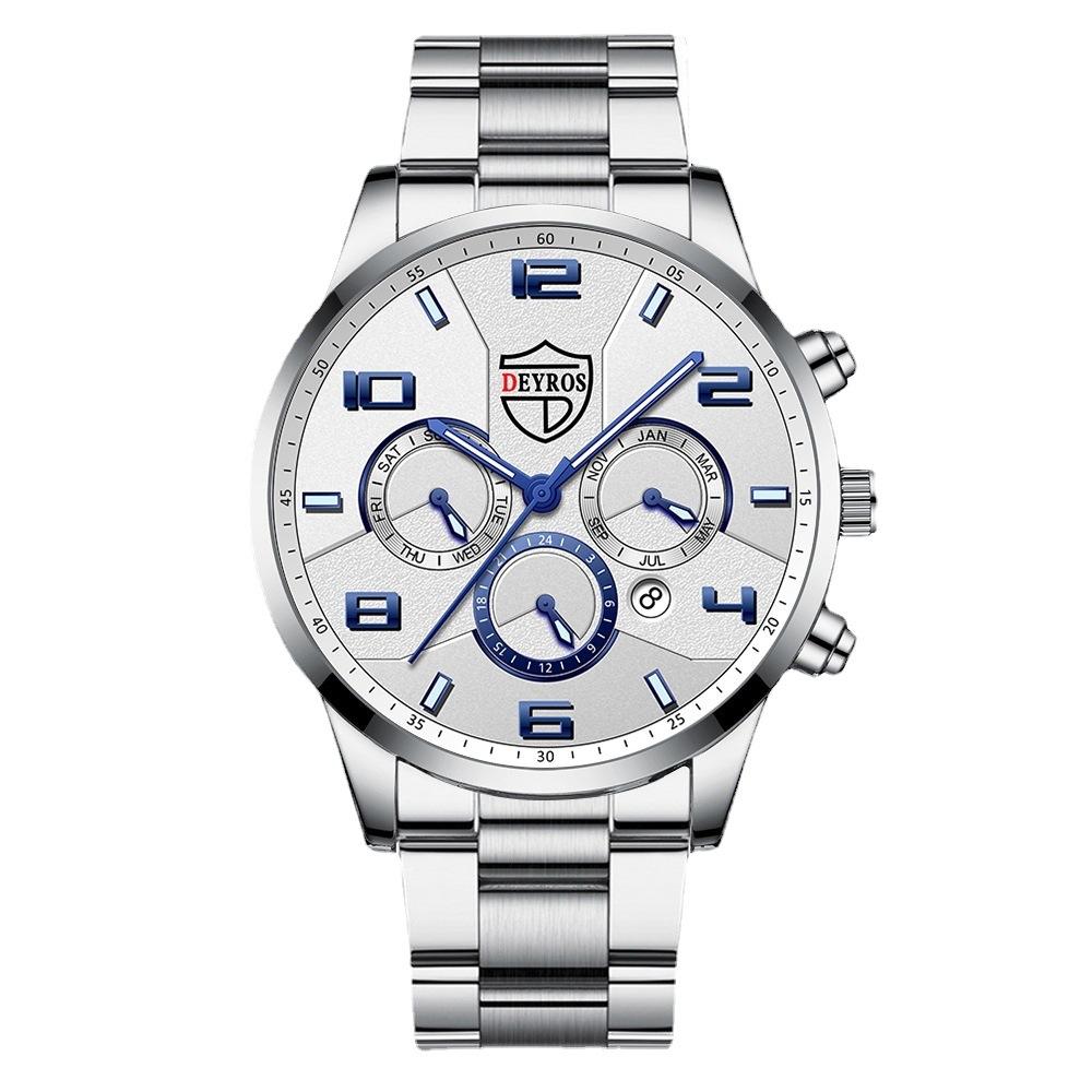 Men'S Fashion Watch Luminous Stainless Steel Men'S Business Calendar Quartz Watch