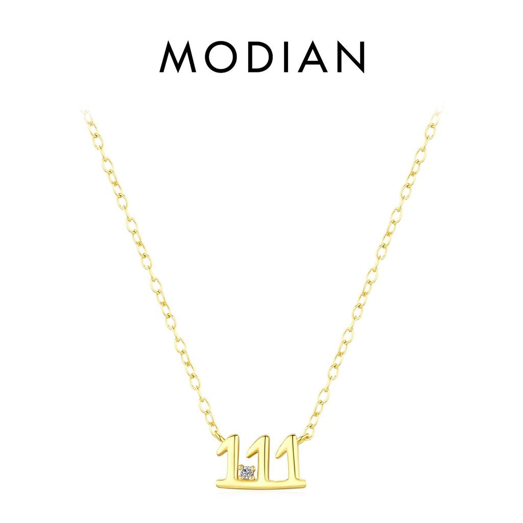 MODIAN 925 Sterling Silver Digit Stackable Pendant Necklaces Trendy Gold Color Thin Link Chain For Women Jewelry Christmas Gift
