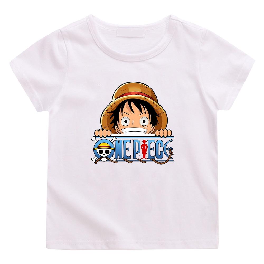 One Piece 2026 Новый Монки Д. Луффи Аниме Принт Детская Футболка Летняя Хлопковая Повседневный Топ Уличная Мода Для Мальчиков Унисекс Футболки
