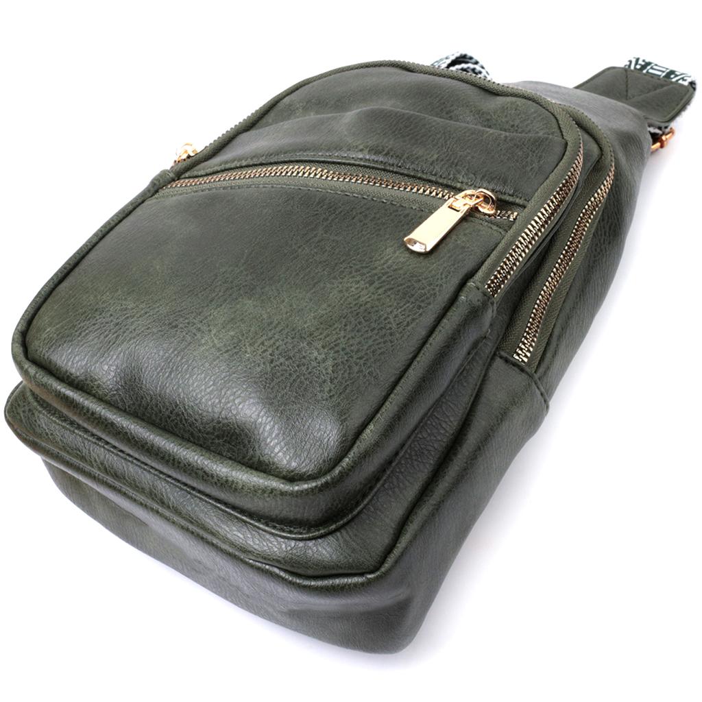 Удобная женская сумка с одной лямкой через плечо из экокожи VINTAGE Bag 22756 Зеленый